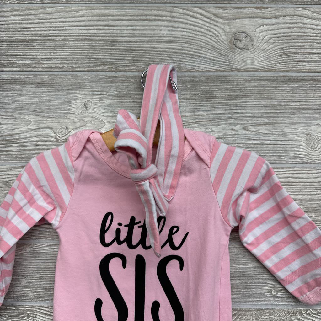 LS Gown W/ Headwrap Little Sis 3-6M