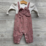 LS Ribbed Cord Outfit Flowers Bow 1-3M