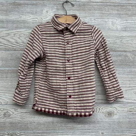 LS Reversible Gauze Button Up Shirt Gingham Stripes 3T