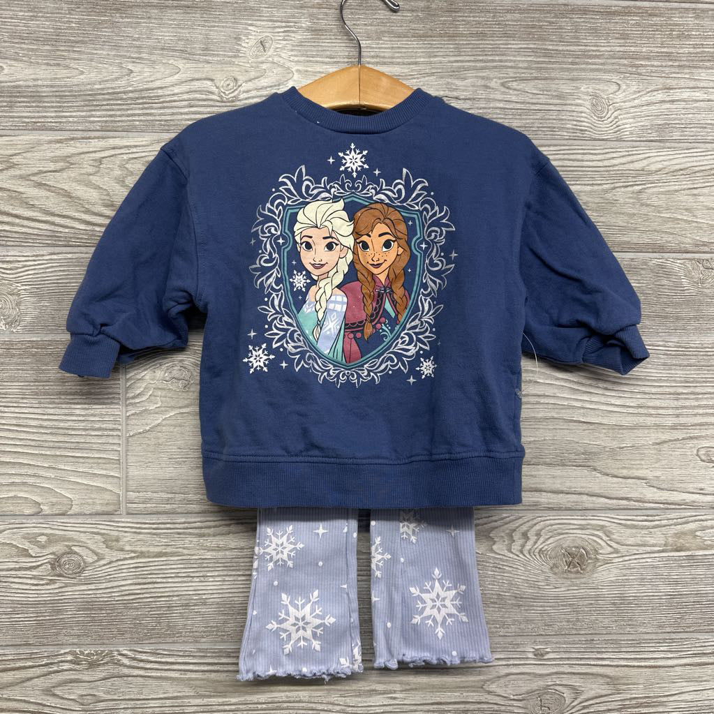 Crewneck & Ribbed Flare Pants Snowflakes Anna Elsa 18M