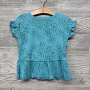 Ribbed Peplum Shirt Flowers 5t