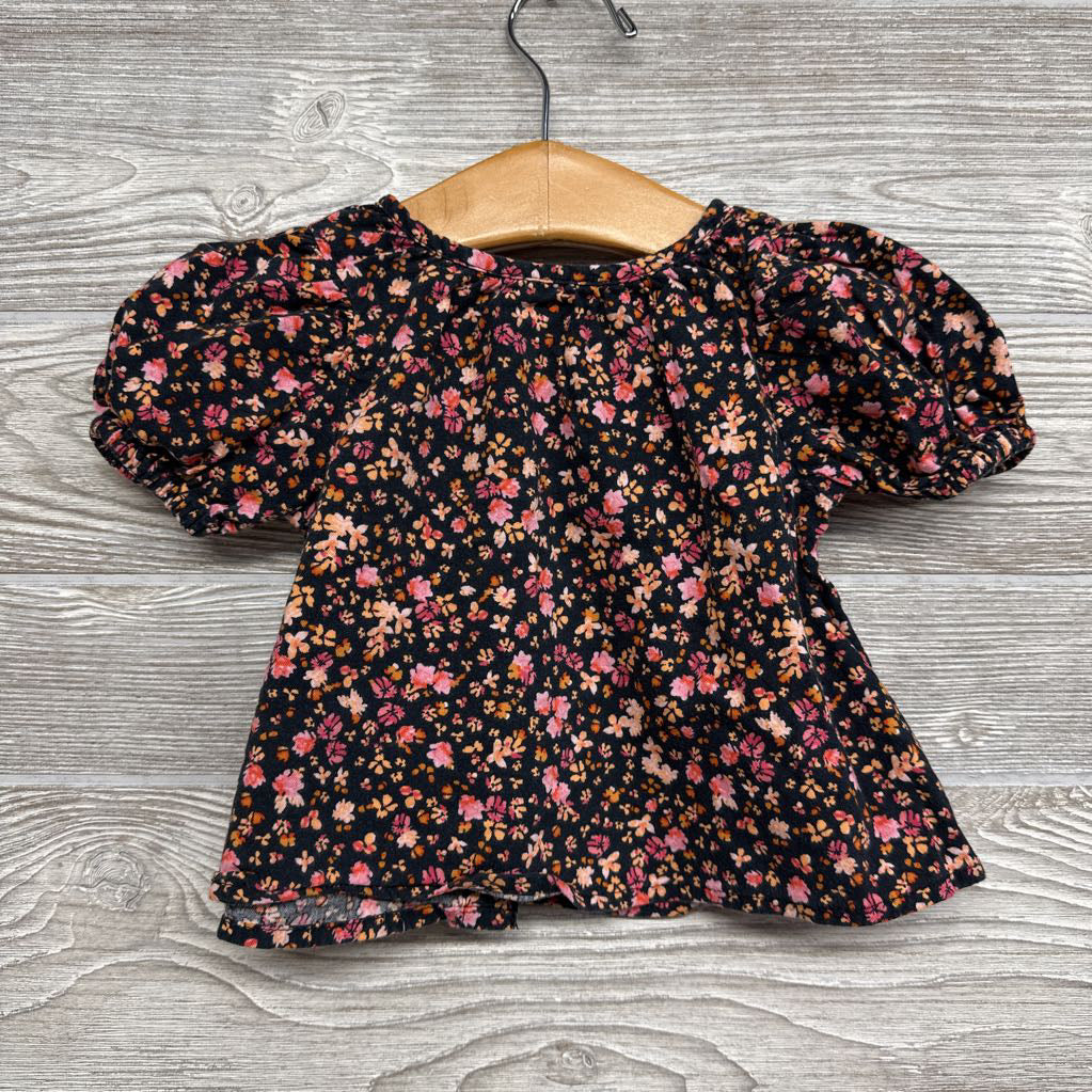 Puffy Sleeve Shirt Flowers 3-6M