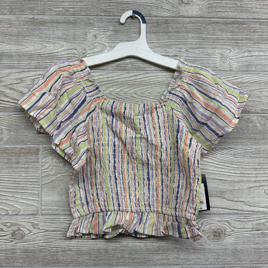 NEW Flutter Sleeve Smocked Shirt Stripes 10-12