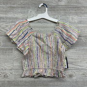 NEW Flutter Sleeve Smocked Shirt Stripes 10-12