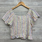 NEW Flutter Sleeve Smocked Shirt Stripes 16-18