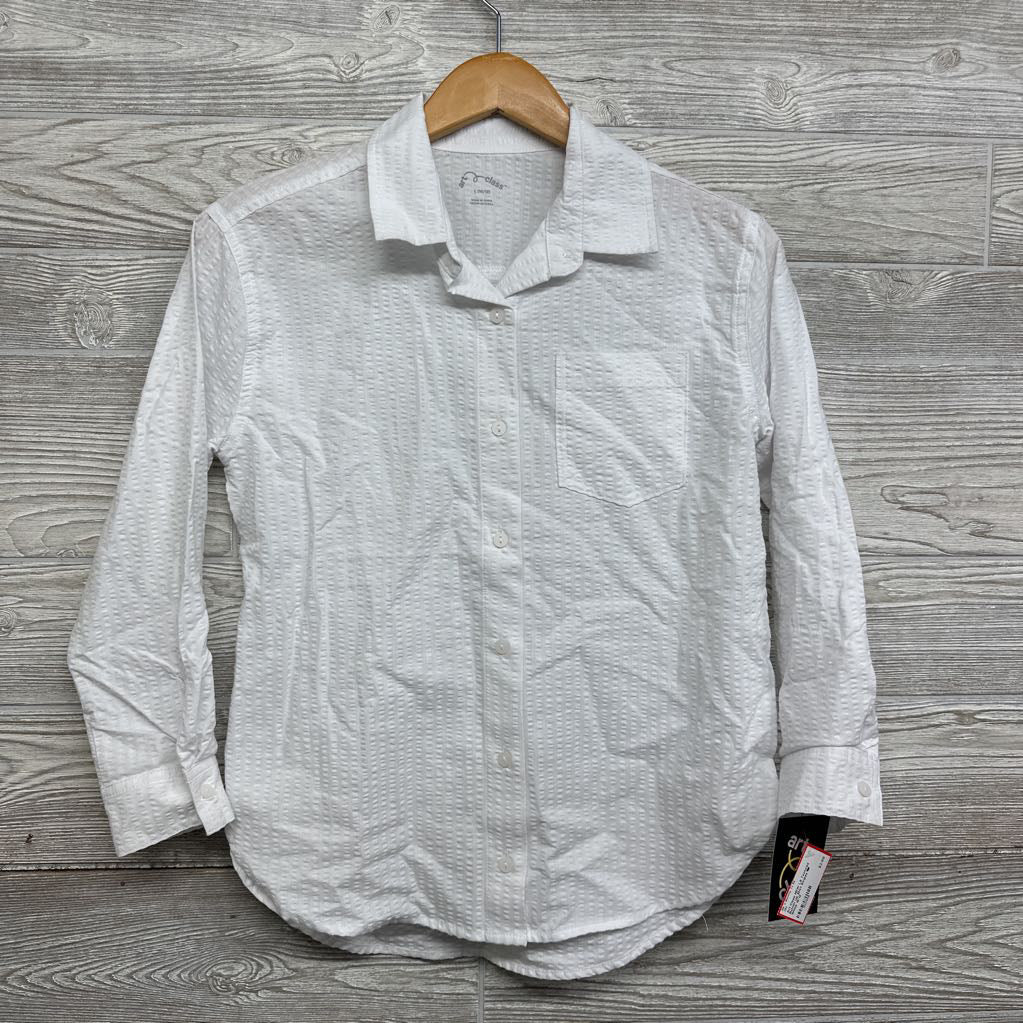 NEW LS Textured Button Up Shirt Stripes 10-12