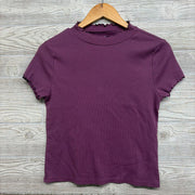 Ribbed Mock Neck Shirt Lettuce Trim 14-16