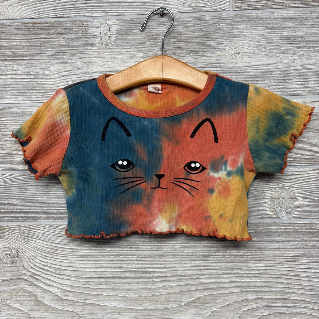 Ribbed Cropped Shirt Cat Face 3T