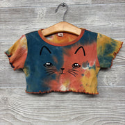 Ribbed Cropped Shirt Cat Face 3T