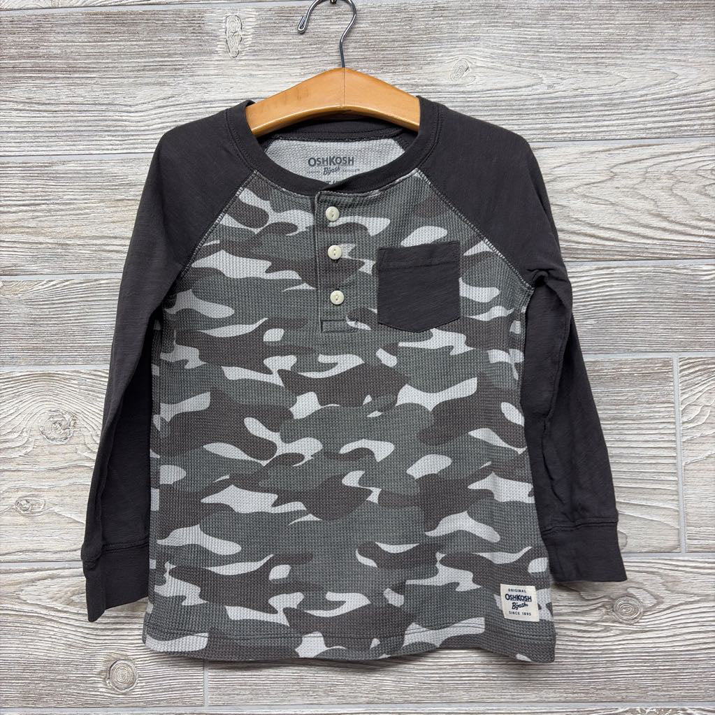 LS Waffle Knit Henley Shirt Camo 5T