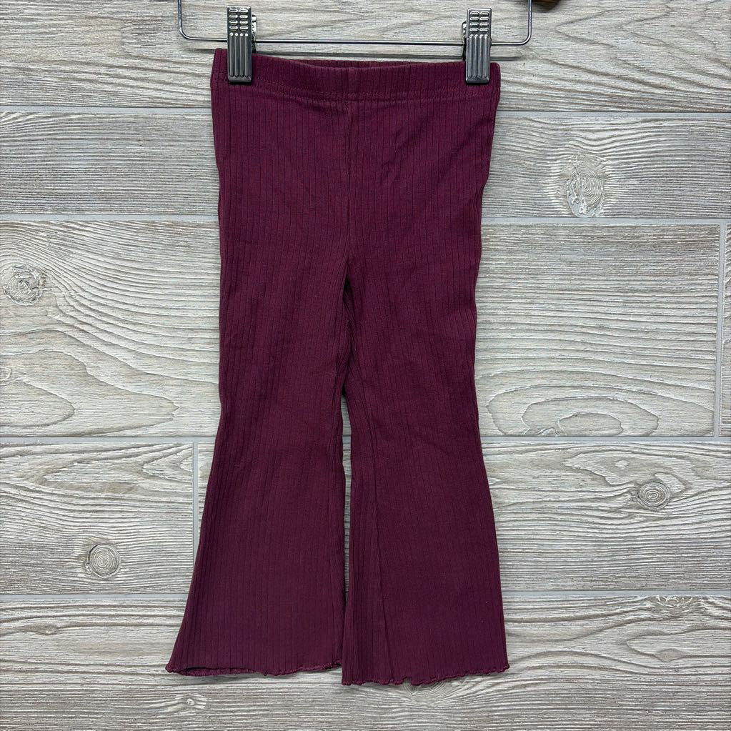 Ribbed Flare Pants Lettuce Trim 2T