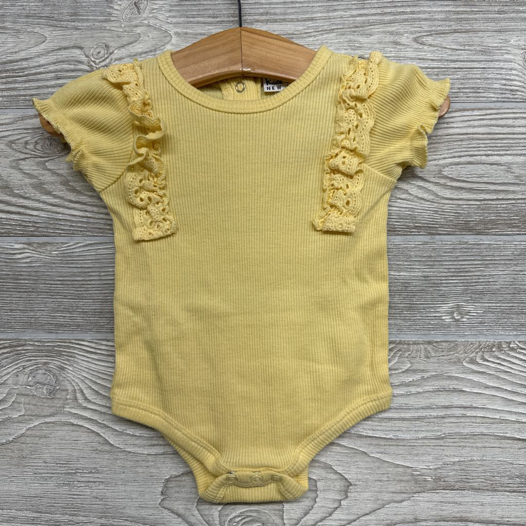 Ribbed Bodysuit Eyelet Ruffles 3-6M