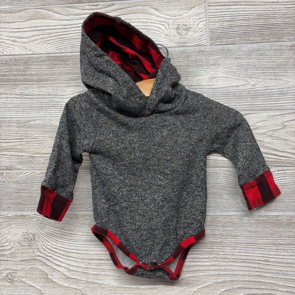 LS Bodysuit W/ Hood & Joggers Buffalo Plaid 0-3M