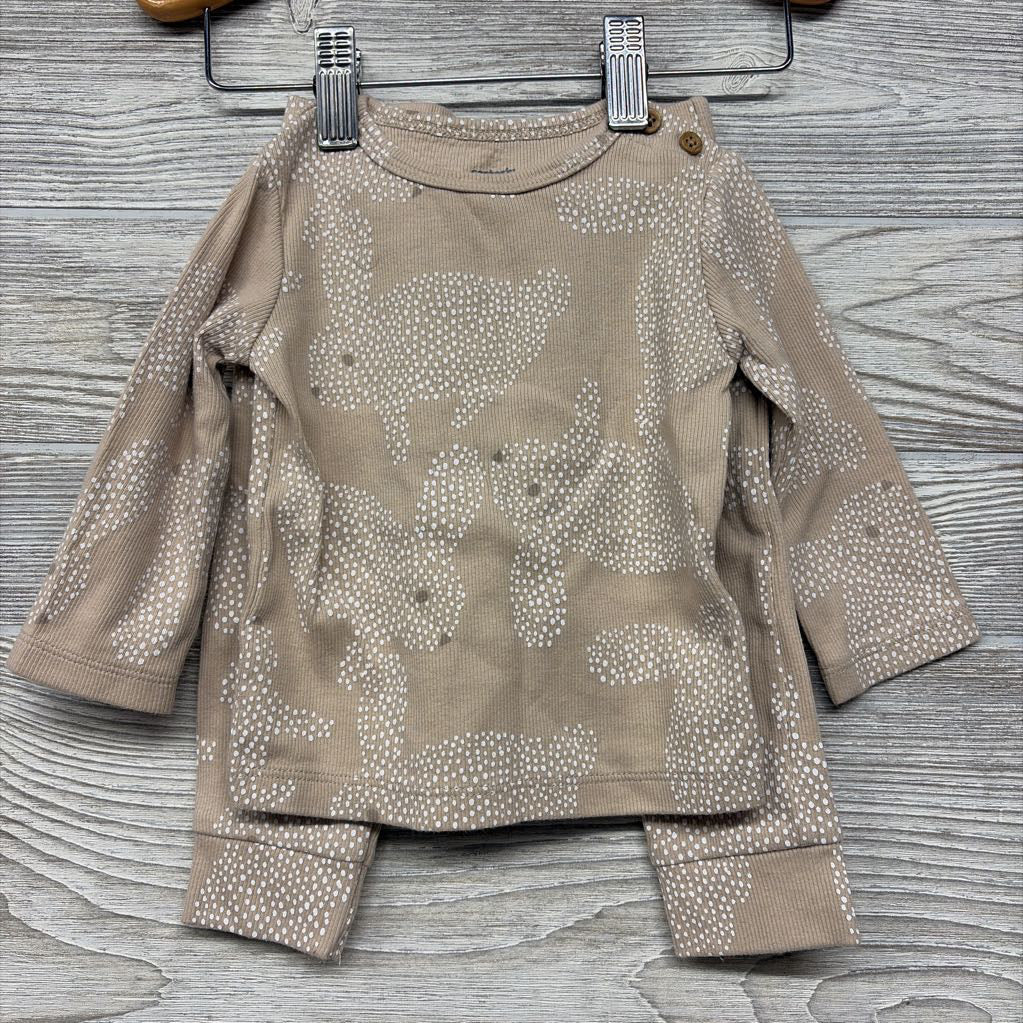 2 Pc LS Ribbed Shirt & Pants Dotted Bunnies 6M