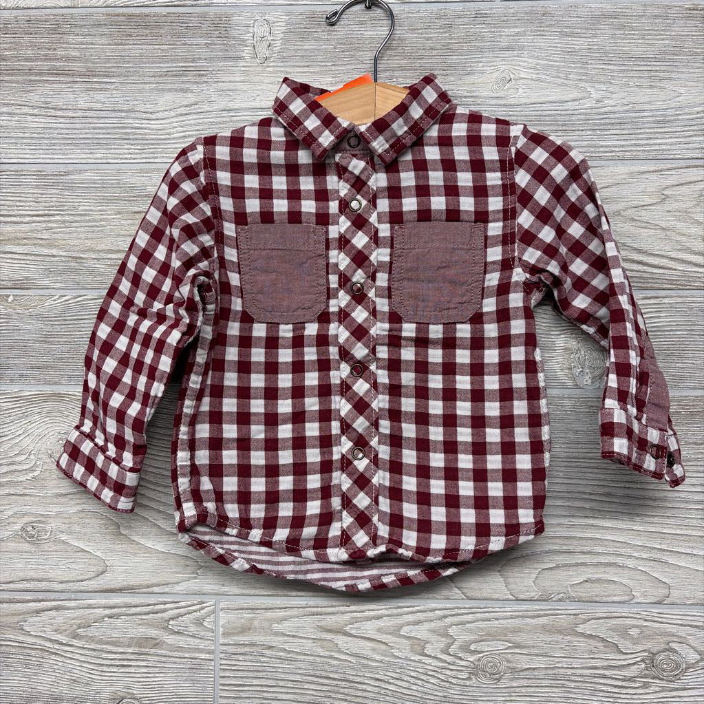 LS Gauze Reversible Shirt Gingham Stripes 18M