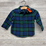 NEW LS Plaid Button Up Flannel Shirt Chest Pockets 12-18M