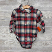 NEW LS Plaid Button Up Bodysuit Chest Pocket 12-18M