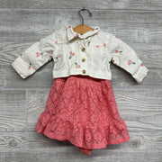Lace Dress &* Denim Jacket Embroidered Cherries 3-6M