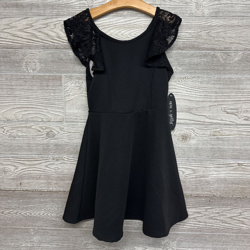 NEW Ribbed Lace Flutter Sleeve Dress 8