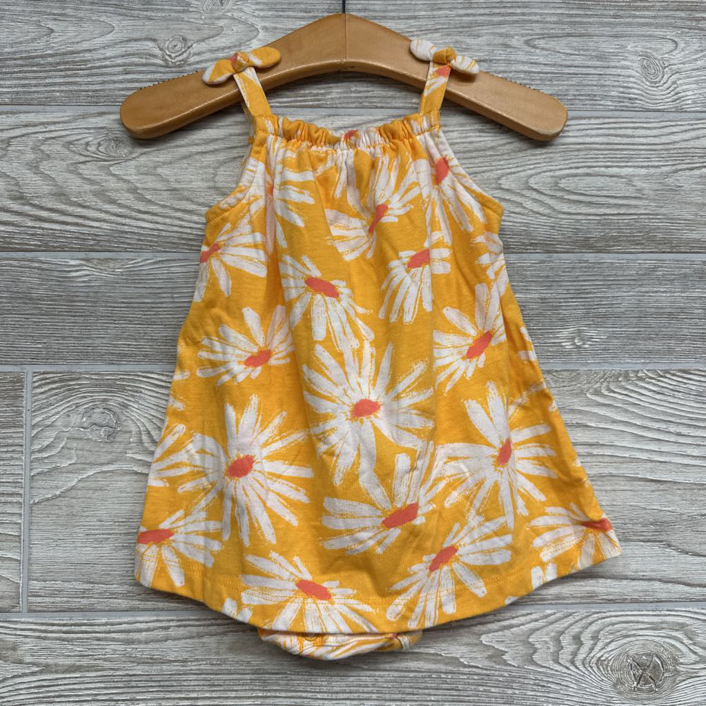 Tank Sunsuit Flowers Bow Straps 3-6M