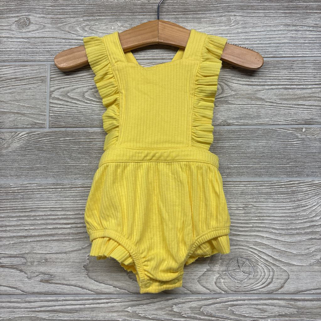 Ribbed Bib Romper Ruffle 3-6M
