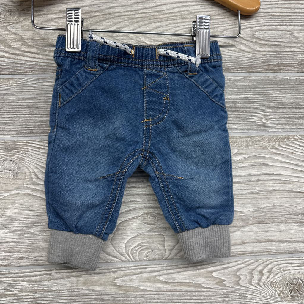 Pull On Drawstring Knit Denim Joggers NB