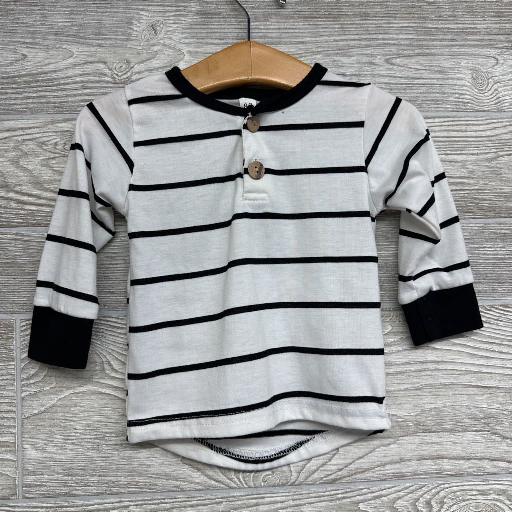 LS Henley Shirt Stripes 9-12M