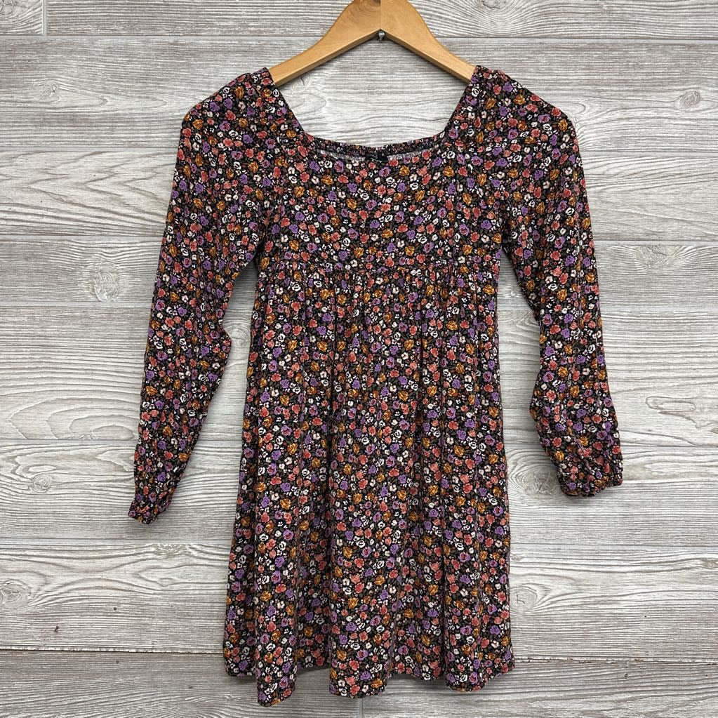 LS Smocked Back Dress Flowers 7-8