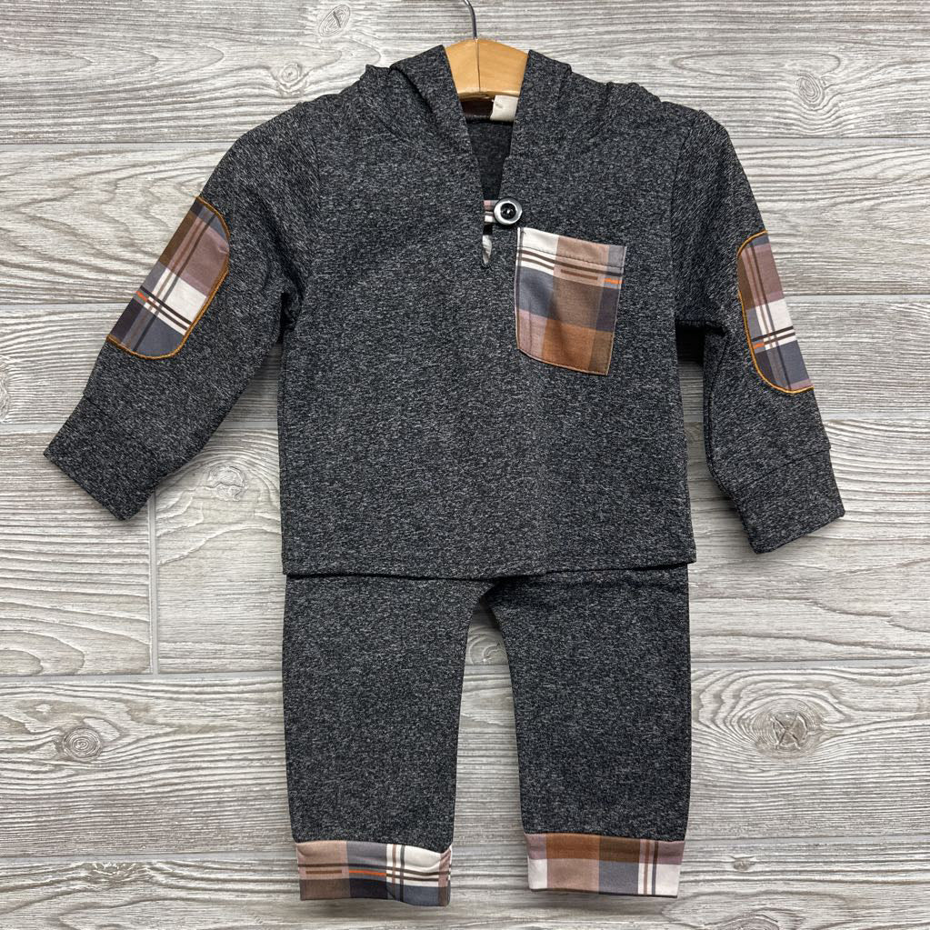 NEW Hooded Shirt Plaid Pocket & Pants 18M