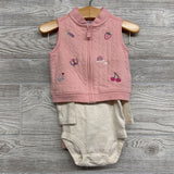 Quilted Vest Embroidered Butterfly, Strawberry, LS Bodysuit Dots & Pants 6M