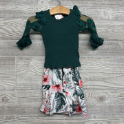 Ribbed LS Shirt Tulle Ruffle & Pants Flowers 0-3M