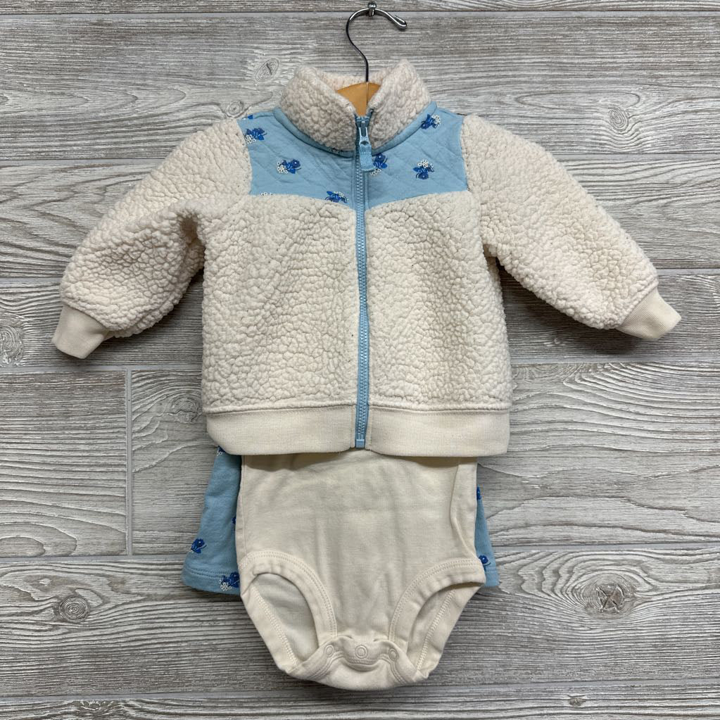 Sherpa Jacket, Bodysuit Flowers & Pants 6m