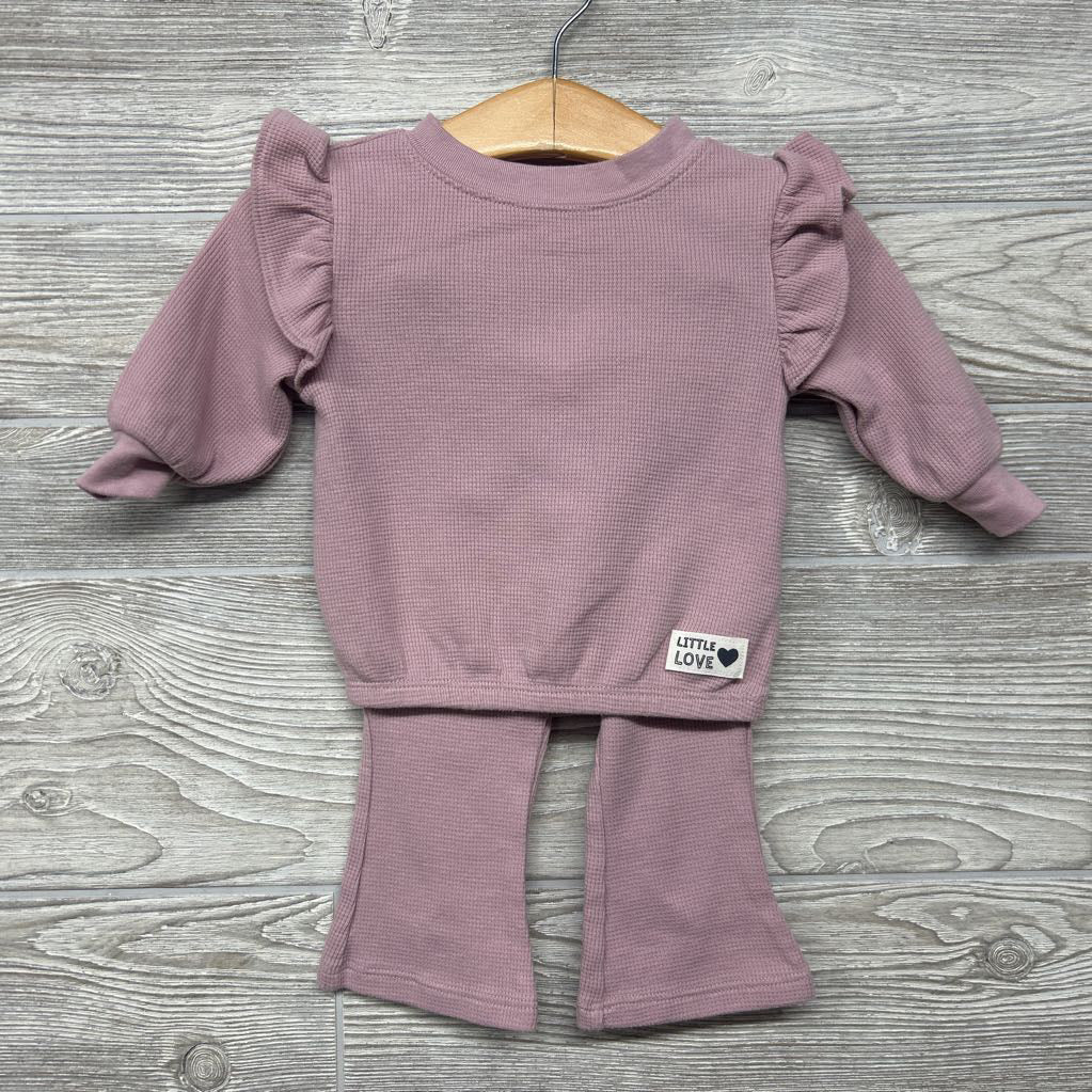 Waffle Knit Flutter Shoulder Shirt & Pants 3M