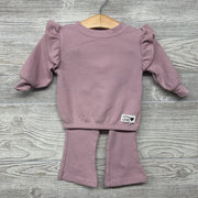Waffle Knit Flutter Shoulder Shirt & Pants 3M