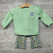 Crewneck Stitch & Ribbed Pants Flowers & Stitch 6M
