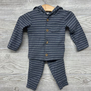 Button Up Shirt W/ Hood Stripes & Pants 9M