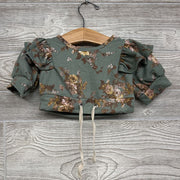 Flutter Sleeve Crop Shirt Flowers 3-6M