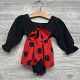Dress Dot Skirt & Hat W/ Bow6M