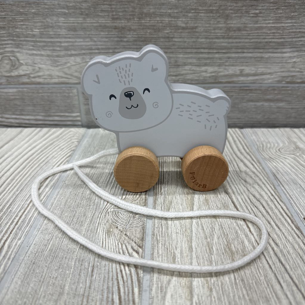 Wooden Pull Along Polar Bear