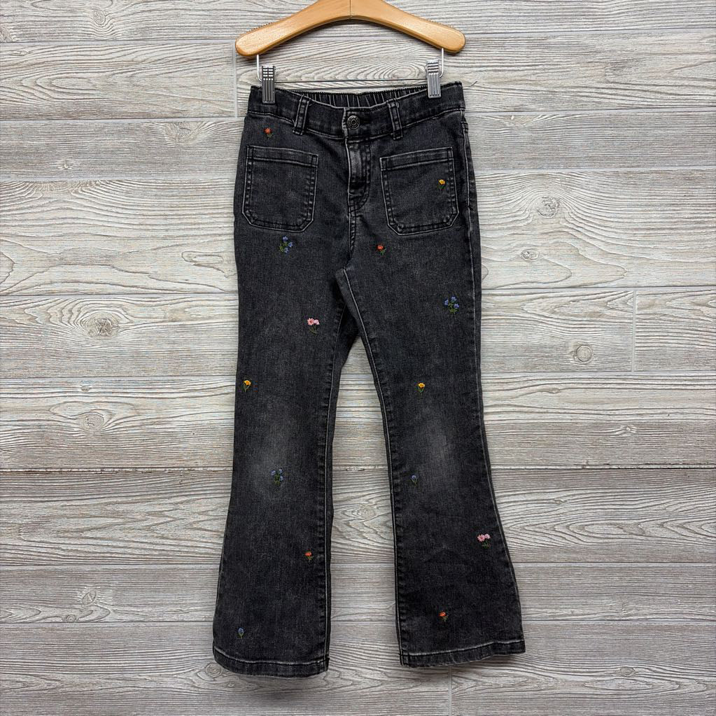Flare Denim Jeans Embroidered Flowers 8