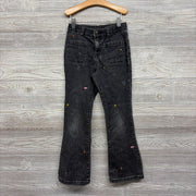 Flare Denim Jeans Embroidered Flowers 8