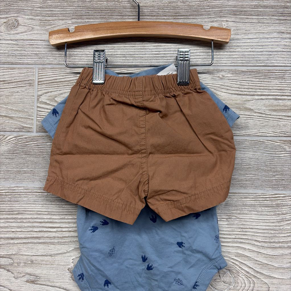 Henley Shirt Dino Tracks & Pull On Shorts 6M