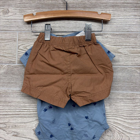 Henley Shirt Dino Tracks & Pull On Shorts 6M