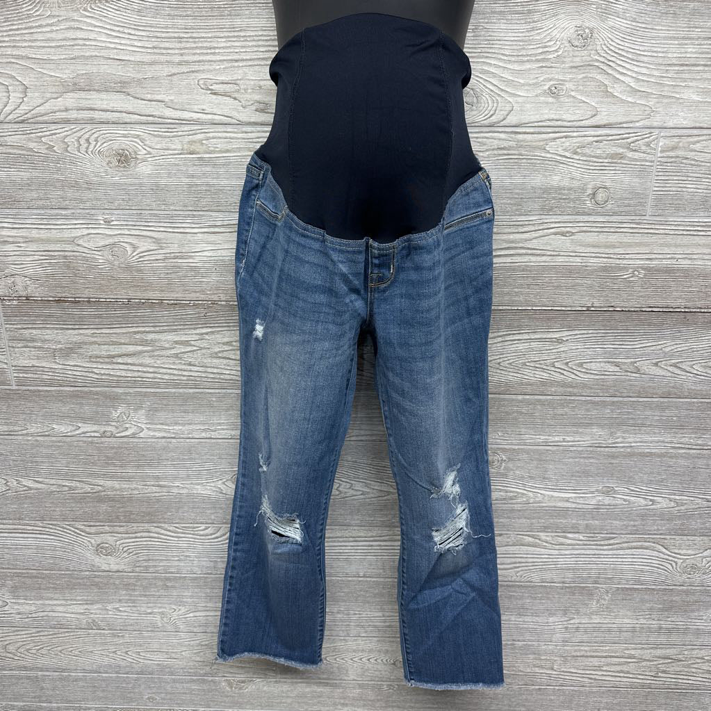 Full Panel Distressed Straight Cropped Jeans 8/Medium