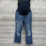 Full Panel Distressed Straight Cropped Jeans 8/Medium