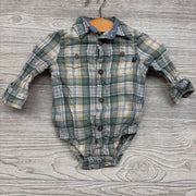 LS Plaid Button Up Bodysuit 6M