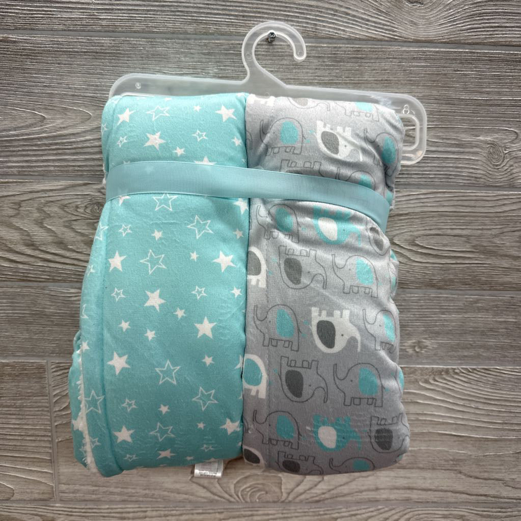 NEW 2 Pk Blankets Elephants, Stars
