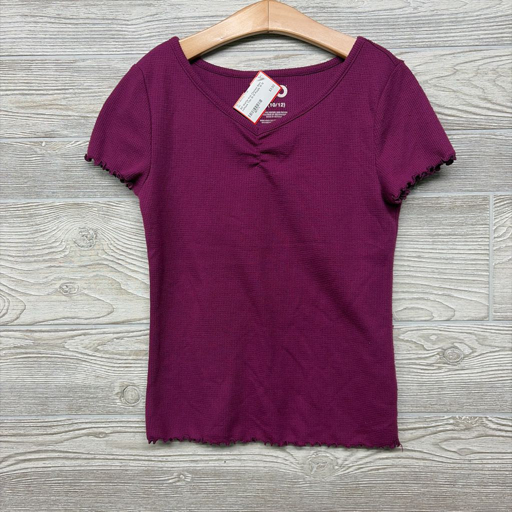 Waffle Knit Cinched Shirt Lettuce Trim 10-12