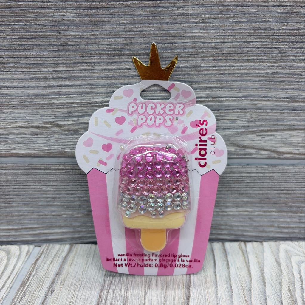 NEW Pucker Pops Vanilla Frosting Flavored Lip Gloss Bedazzled