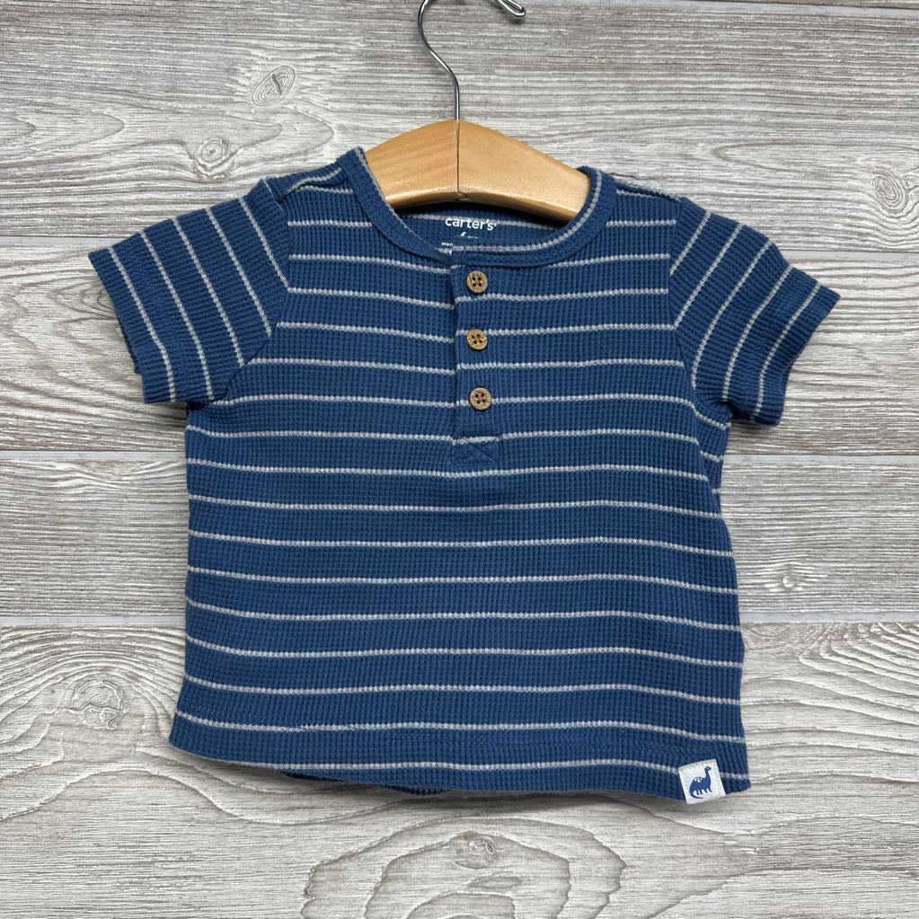 Waffle Knit Henley & Shorts Stripes 6M